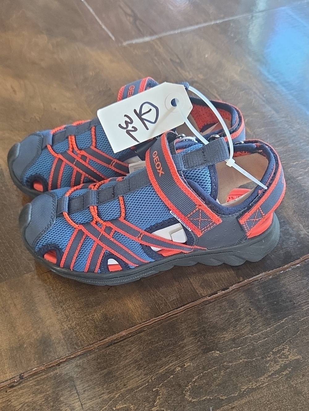 Geox Size 1 Boy's Navy and Orange Sport Sandals NEW